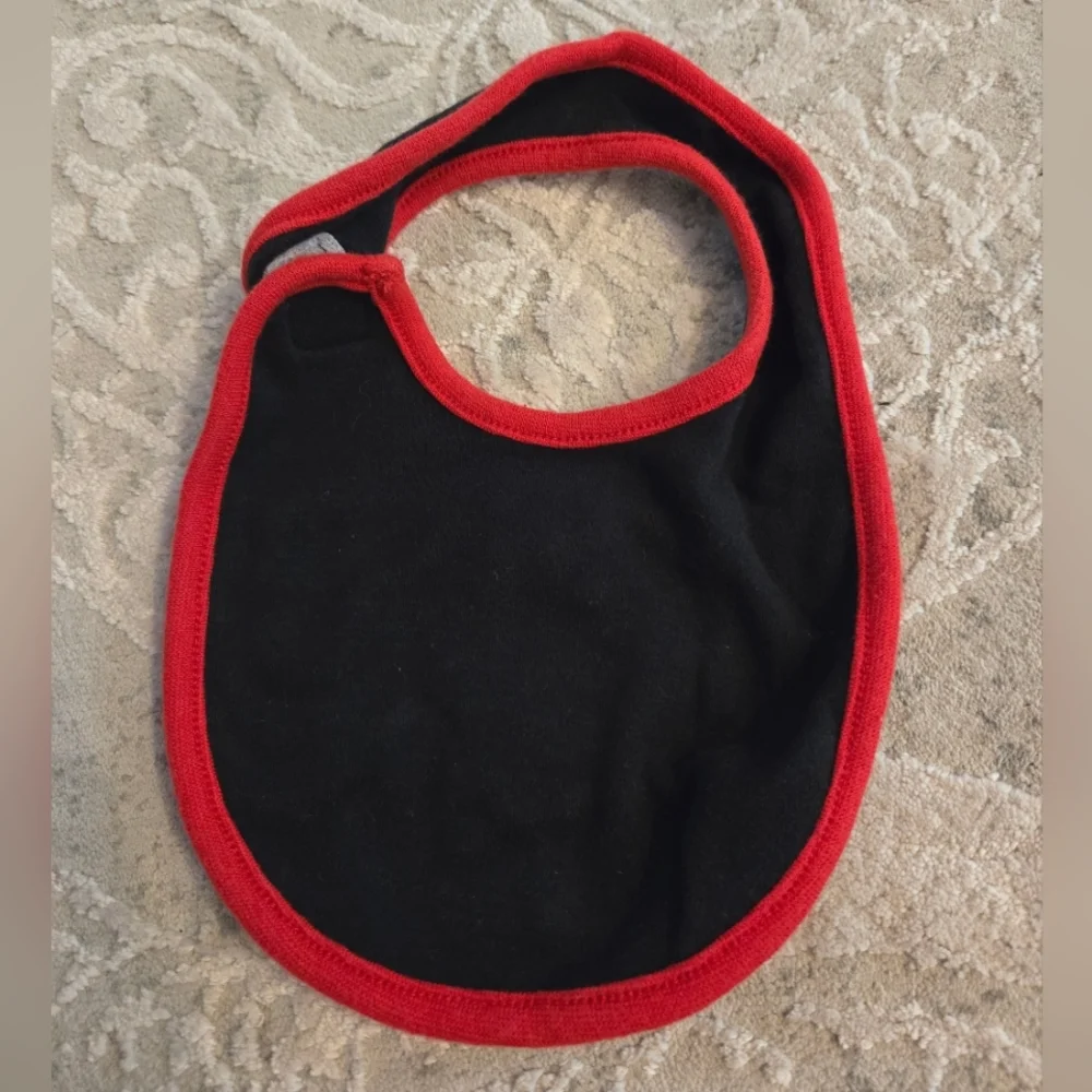 Vintage Y2k Black and Red Old Buffalo Sabres Logo Velcro Baby Bib